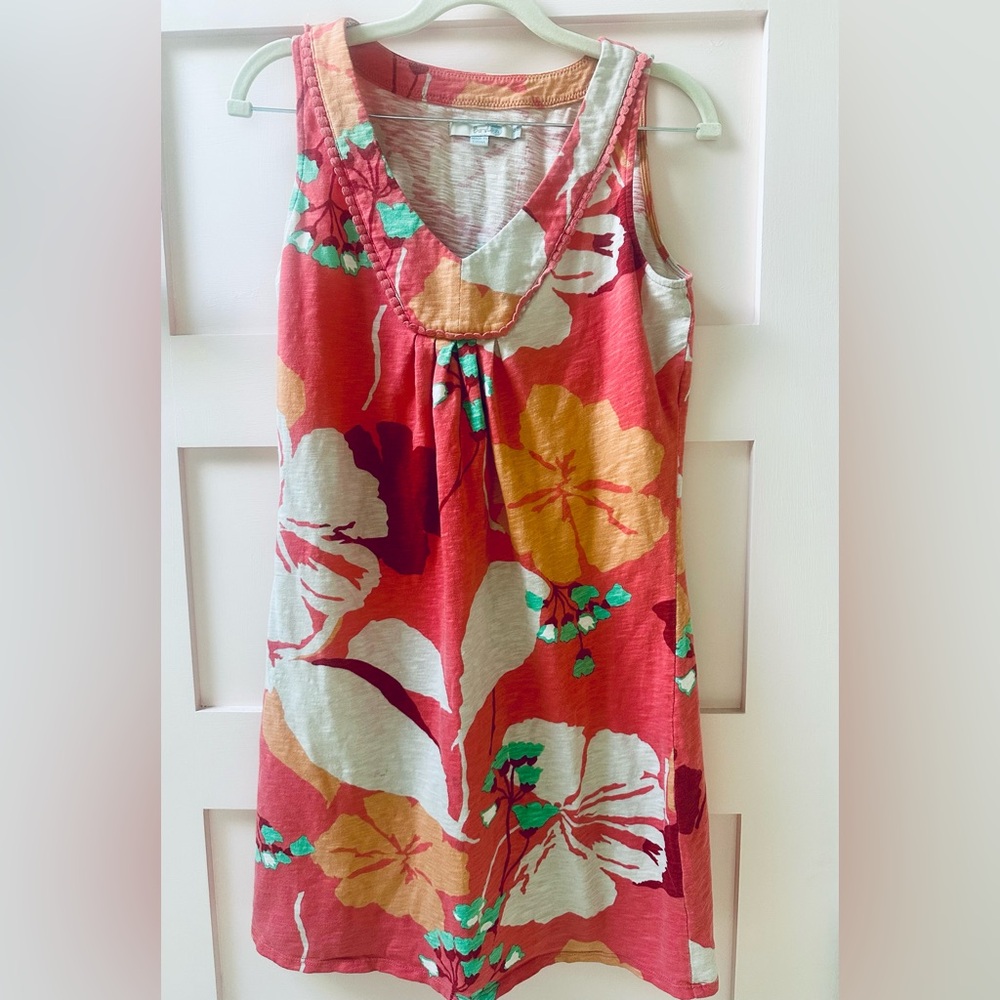 Boden Vibrant Pink and Orange Patterned Knit Fabric dress
